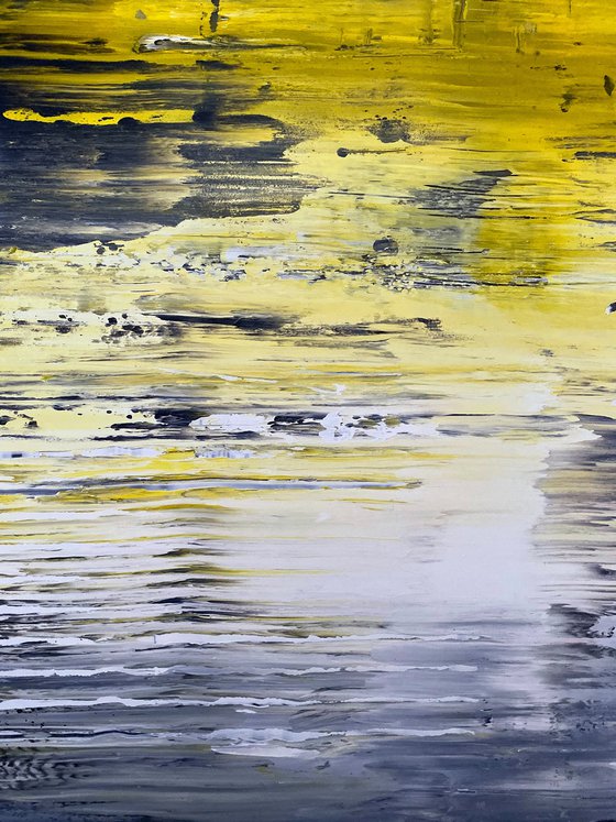 "Swarm of Bees" - Original PMS Abstract Acrylic Painting On Plexiglass, Framed - 26" x 26"