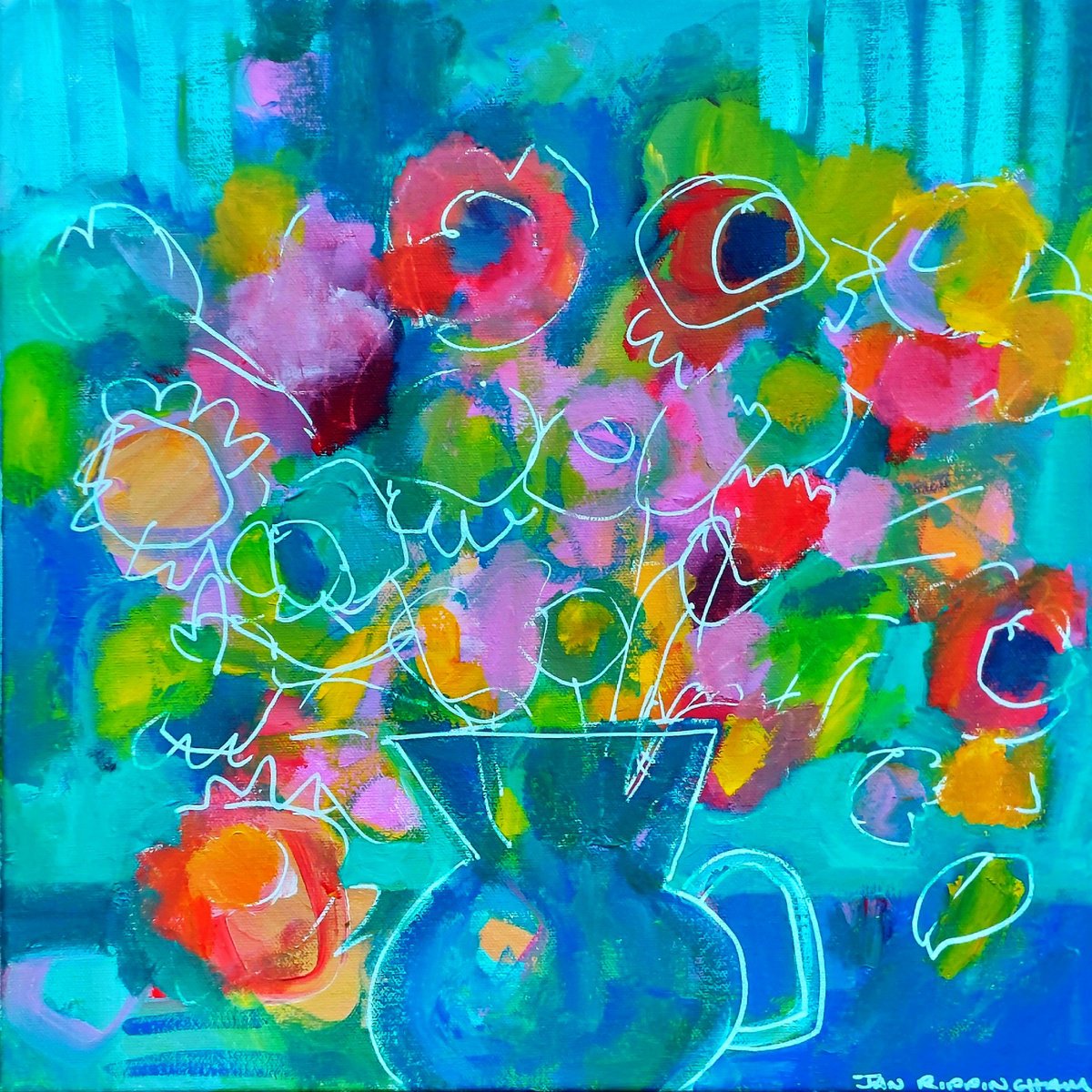 The Blue Vase Iv By Jan Rippingham, 16 X 16, Artwork For Sale On Artfinder