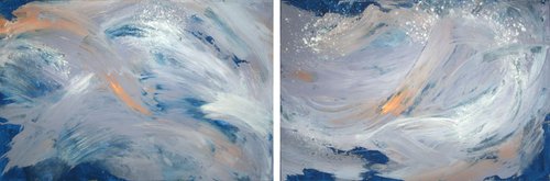 'Surfing' Diptych Abstract Painting / Original Painting of Salana by Salana Art Gallery