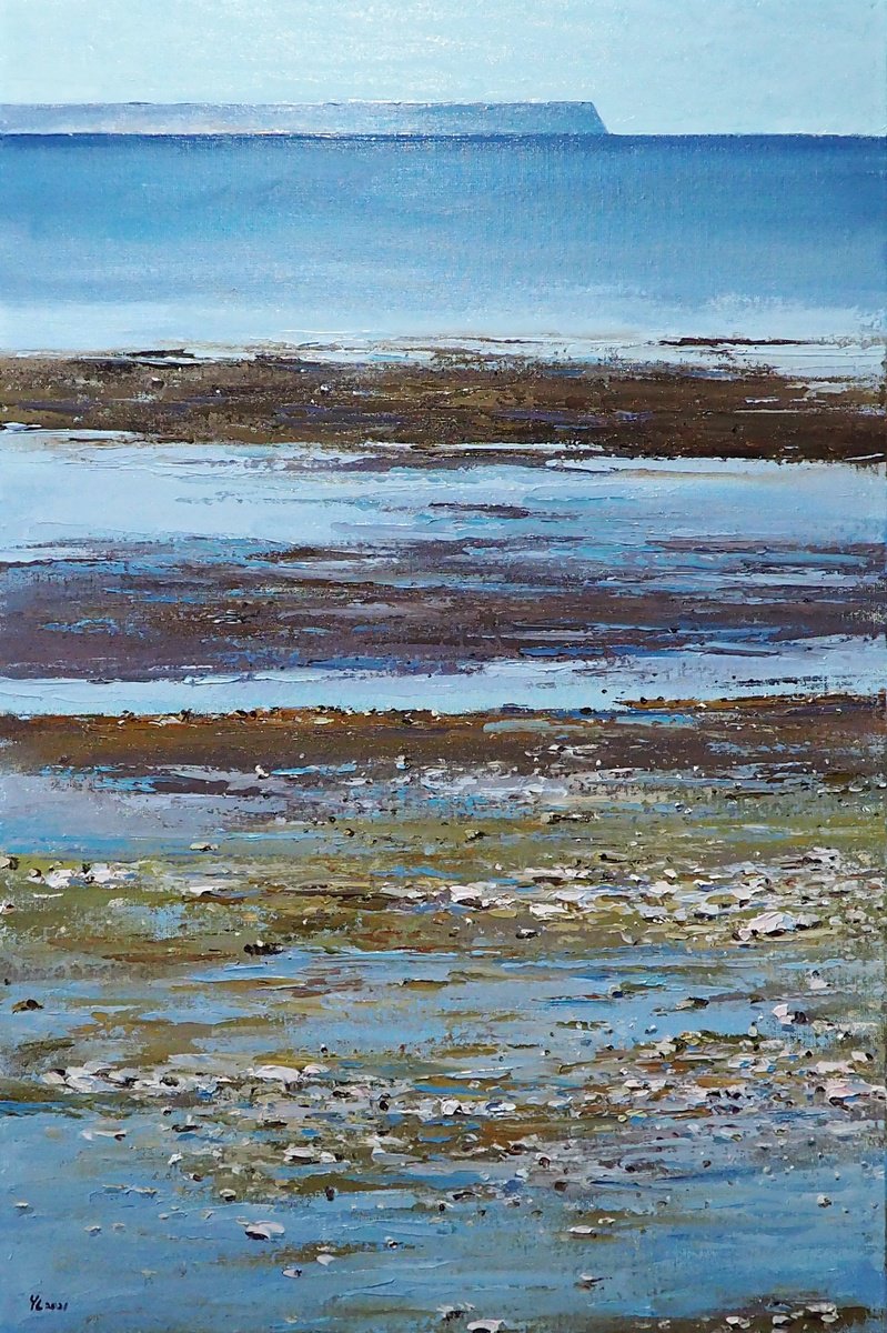 Impressionistic Landscape Oil Painting By Yuanyuan Liu, 24 X 35", Seascape, Original Artwork