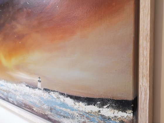 "Beacon of Hope" - Cornish Seascape, Art, Skyscape