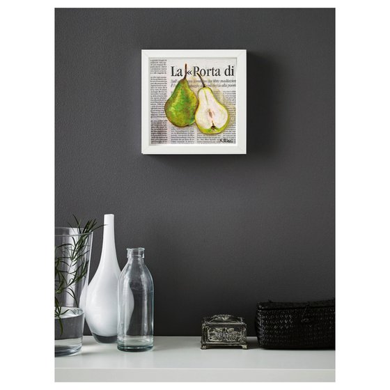 "Pear on Newspaper"