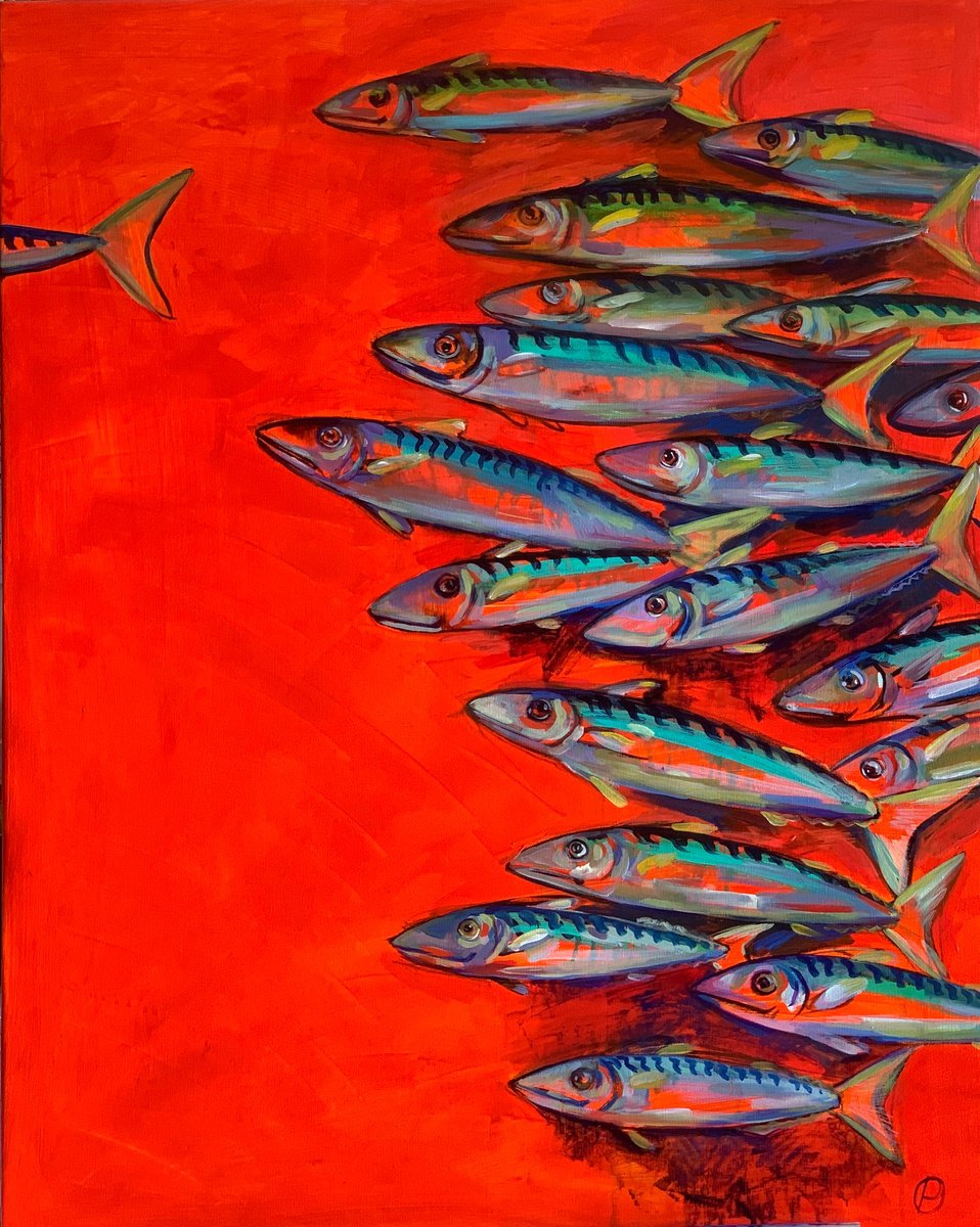 Impressionistic Animal Oil Painting By Olga Pascari, 31 X 39", Sealife, Original Artwork