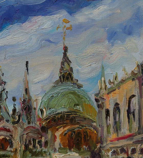 PIAZZA SAN MARCO - Venice cityscape, landscape, original oil painting, Valentine's gift