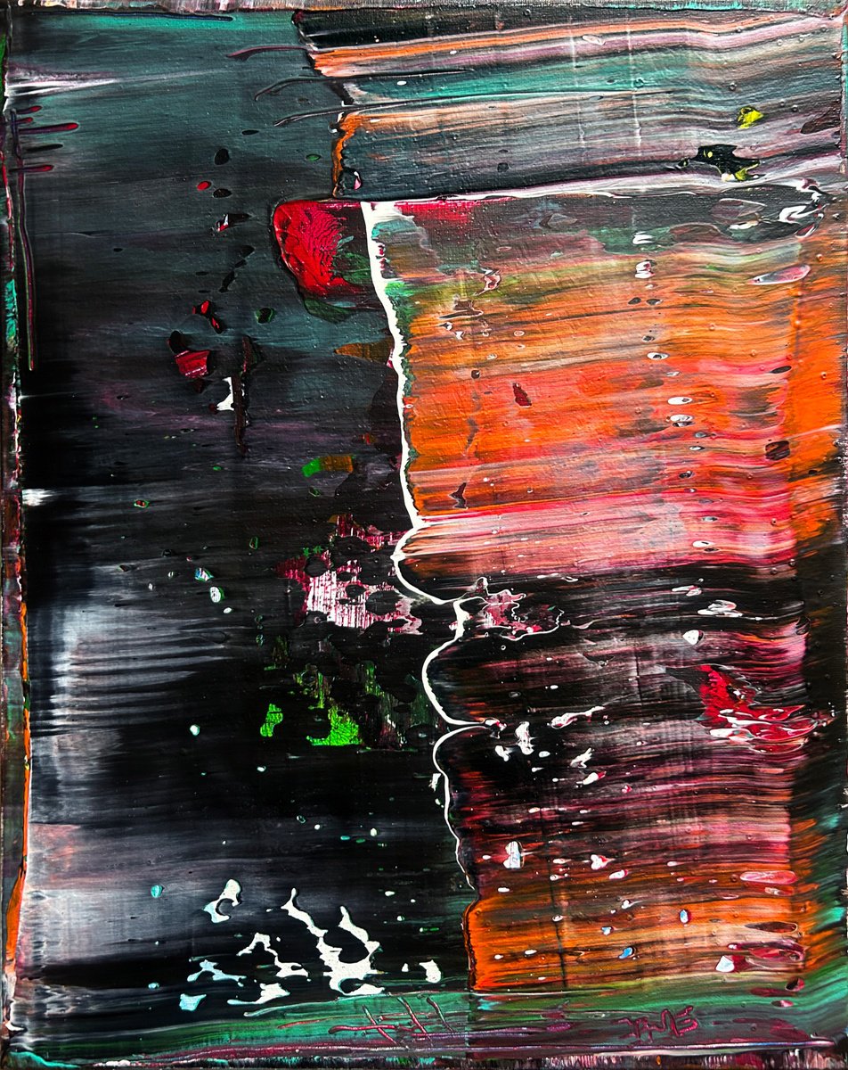 Expressive Abstract Acrylic Painting By Preston M. Smith (Pms), 16 X 20", "Slop It Up", Original Artwork