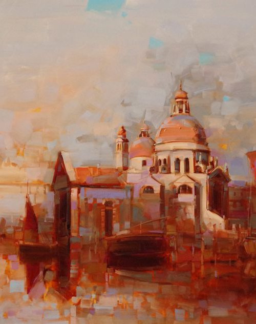 Venice in Gold Original oil painting  Handmade artwork One of a kind Large Size by Vahe Yeremyan