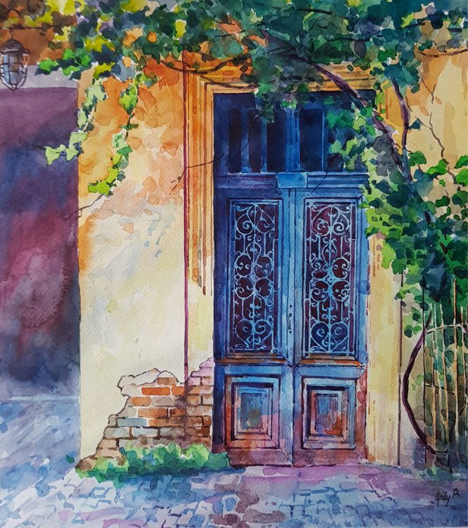 The Old Door Watercolour By Andrii Roshkaniuk Artfinder