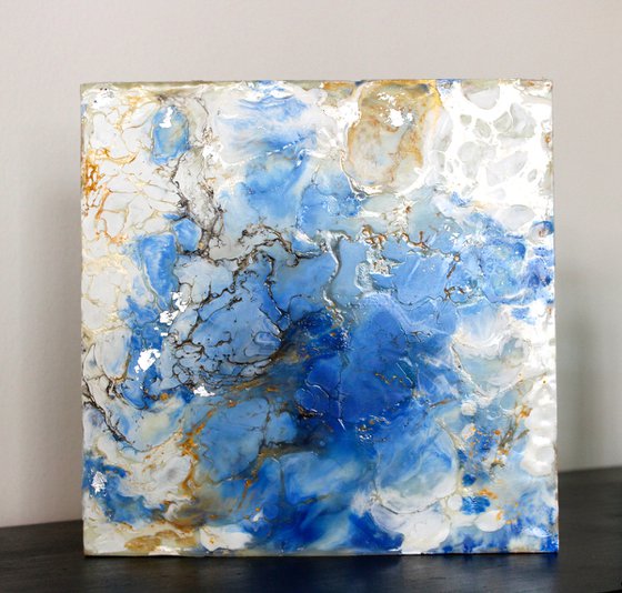 "Blue Lagoon" encaustic painting