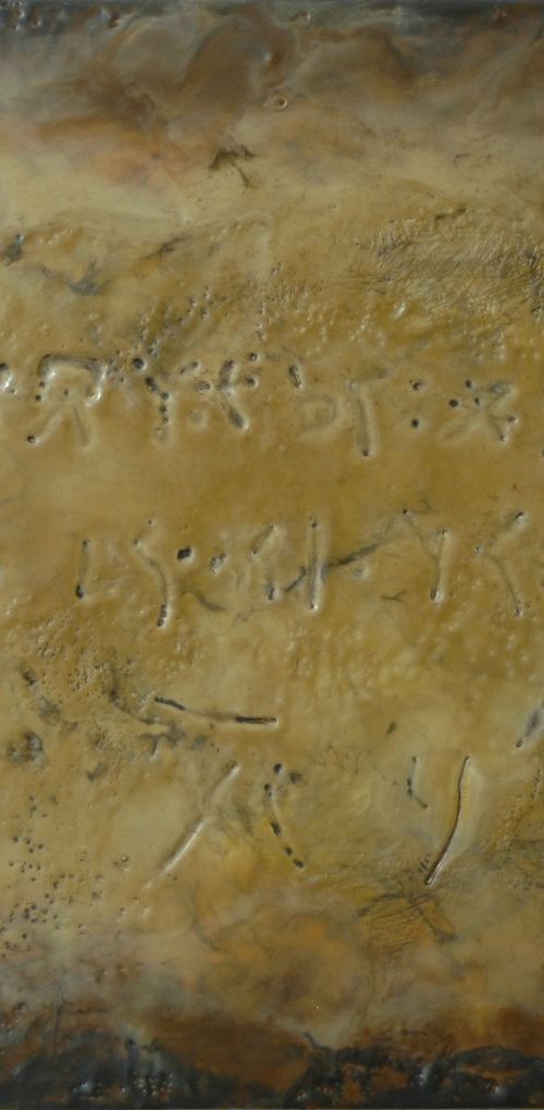 "Runes VIII". Encaustic abstract. by Rumen Spasov
