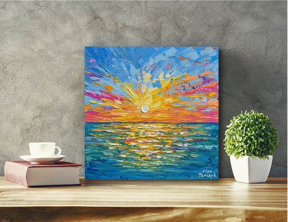 Sunset over the sea- Original Acrylic Painting on Canvas