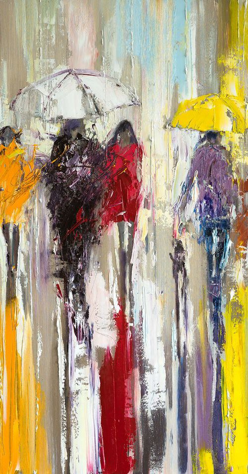 'OCEAN RAIN' OIL PAINTING ON CANVAS READY TO HANG by Ewa Czarniecka