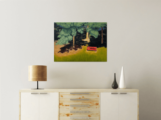 Wooden Bench in the Summer