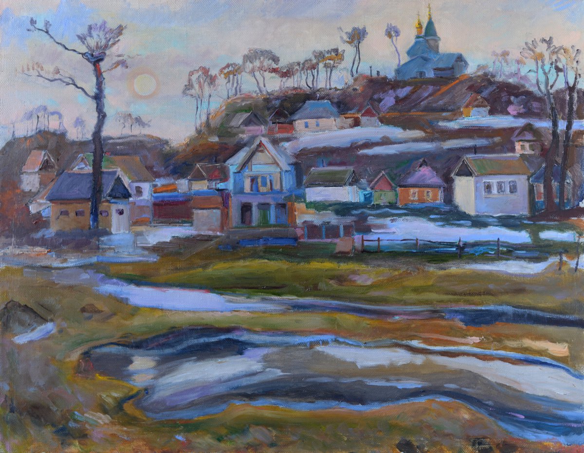 Impressionistic Landscape Oil Painting By Vyacheslav Onyshchenko, 35 X 28", Sednev Motive, Original Artwork