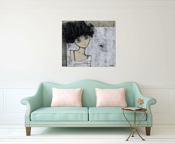 Girl Emerging From the Canvas