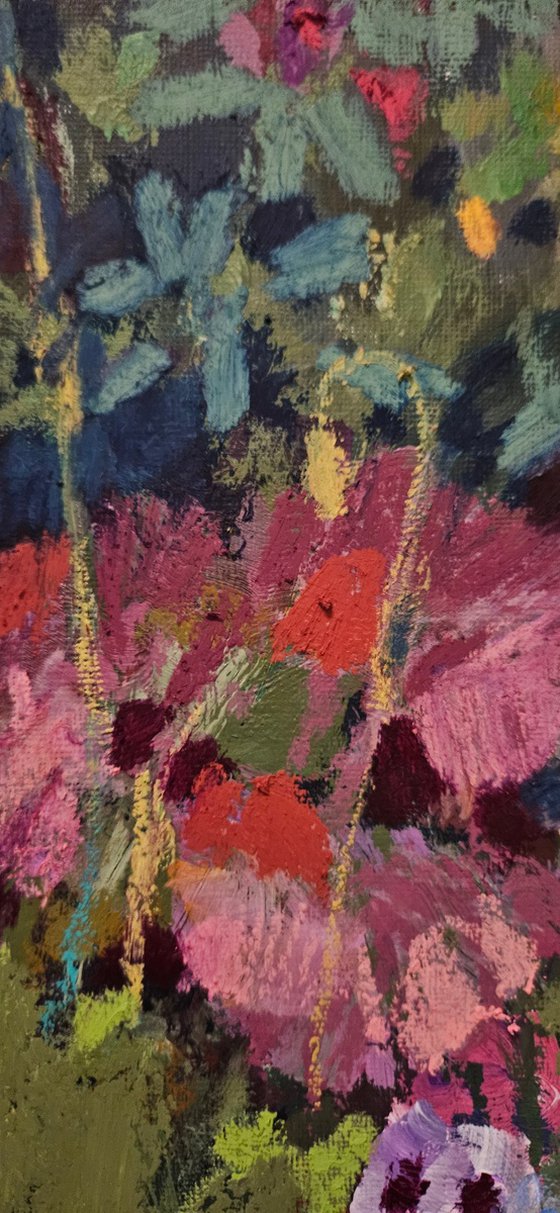 Hidden Poppy, semi-abstract floral painting