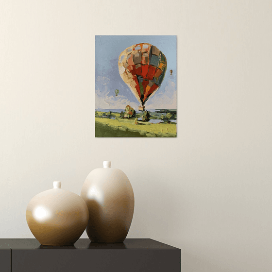 Landscape with an air balloon.