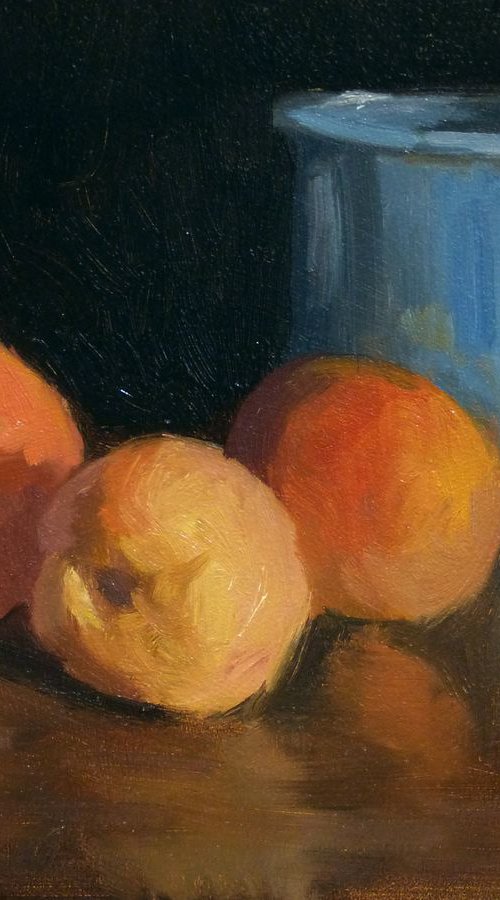 Apricots and a Blue Pot by Pascal Giroud