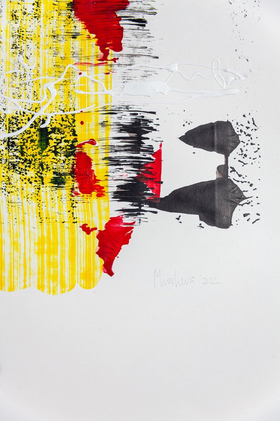 COMPOSITION OF YELLOW AND BLACK WITH THE ADDITION OF RED