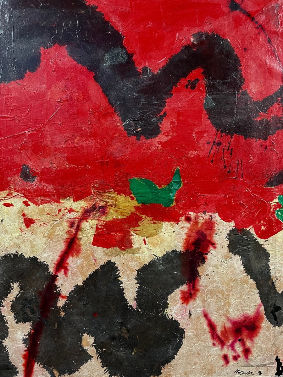 Abstract Oil Painting By Mauro Carac, 33 X 41", Signs 1, Original Artwork