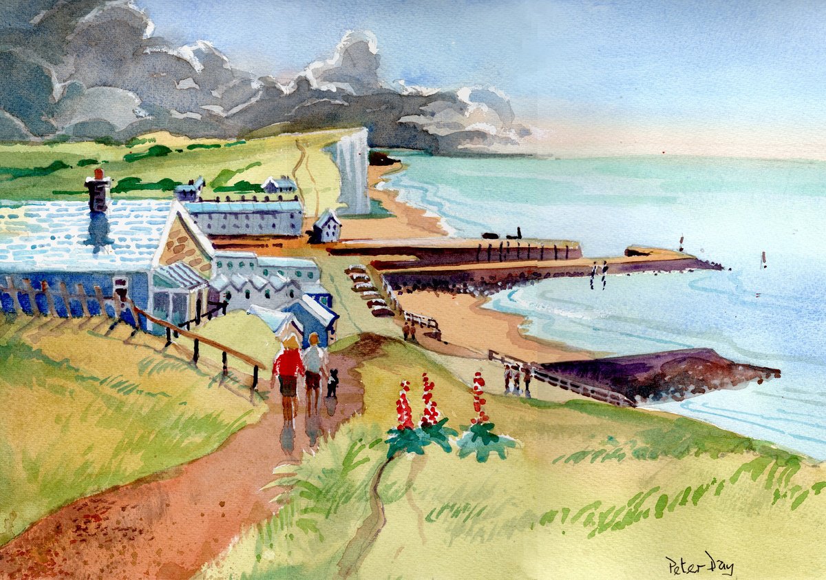 West Bay, Dorset. Beach, cliffs, Sea by Peter Day