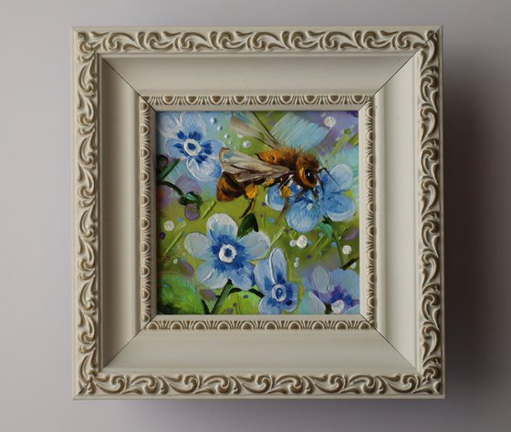 Bee and Blue Flowers