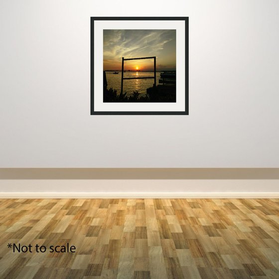 Venetian Blinds - Venice Sunset Travel Photography Print - 21x21 Inches, C-Type, Framed