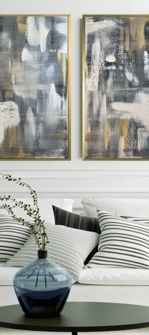 Black gold silver  painting by Marina Skromova