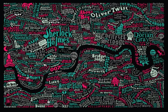 LITERARY LONDON MAP (Red&Green)