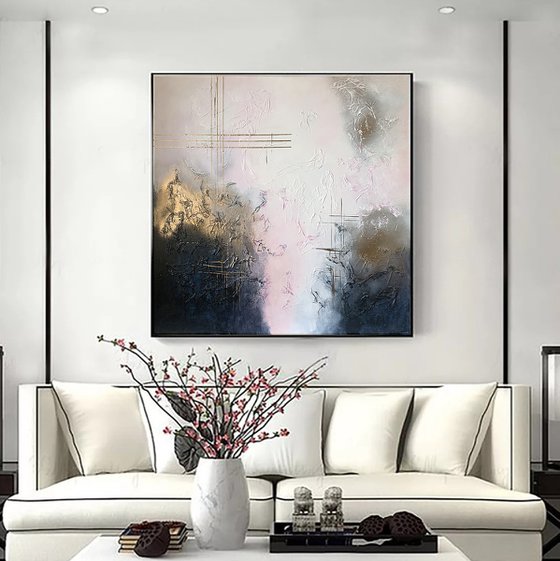 Indigo pink gold textured
