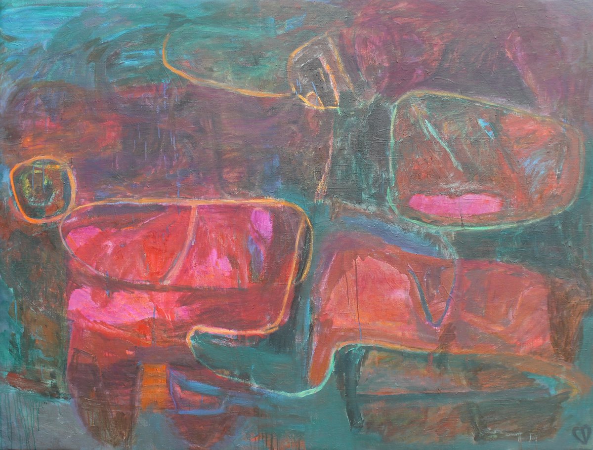 Abstract Portrait Oil Painting By Sergiy Dekalyuk, 76 X 57", The One Who Goes, Original Artwork