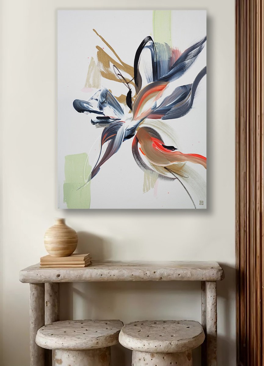 Abstract Acrylic Painting By Novi Lim, 30 X 40", Dolce Vivace, Original Artwork