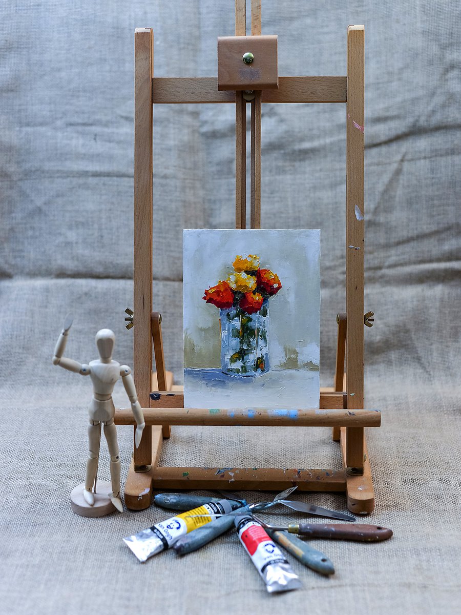 Modern still life painting with flowers