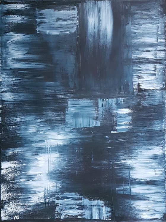 "Indigo mood" Abstract Oil Painting. Abstraction.