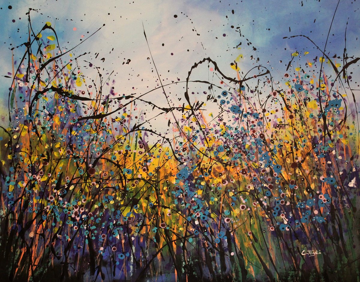 Expressive Botanical Acrylic Painting By Cecilia Frigati, 39 X 31, Ricordi D