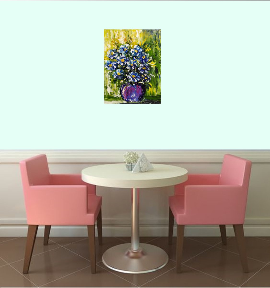 Floral song, original flowers in a vase, Gift, art for home,living room oil painting