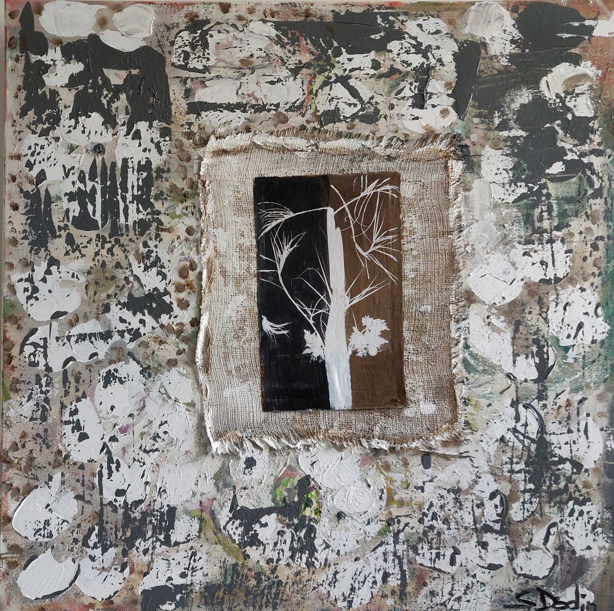 Abstract Acrylic Painting By Sylvie Dodin, 39 X 39", Firemen, Original Artwork