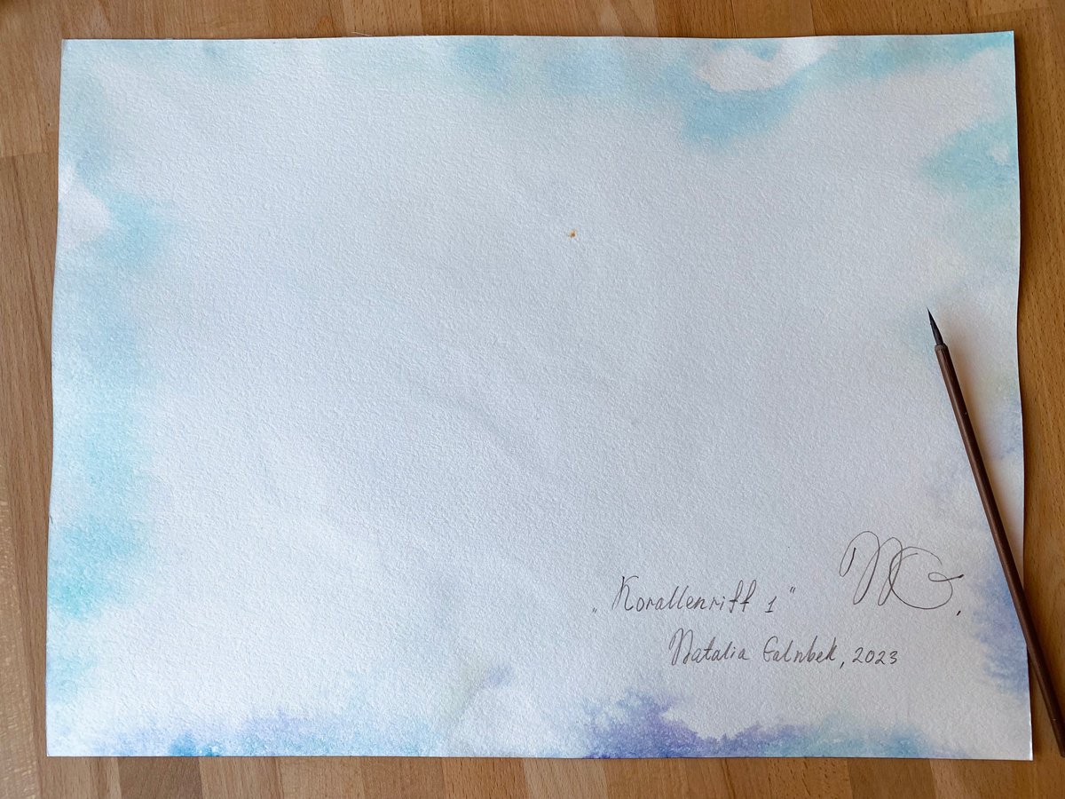 Impressionistic Landscape Watercolour By Natalia Galnbek, 19 X 14", Deep Underwater Life, Original Artwork