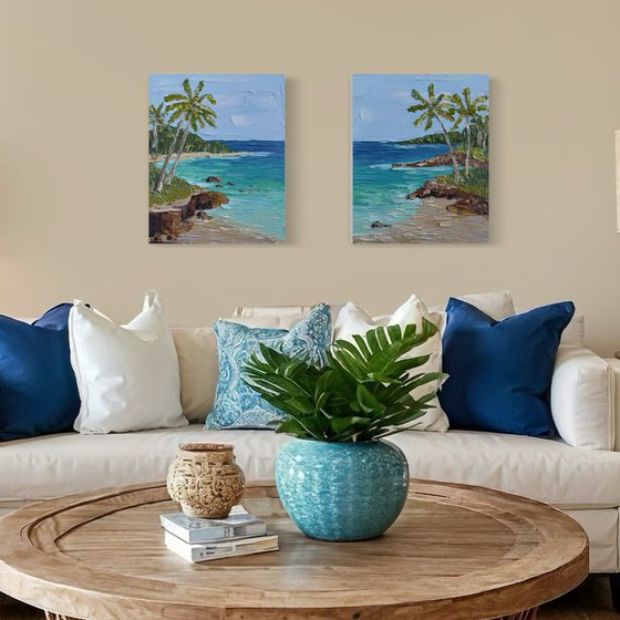 Tropical retreat diptych