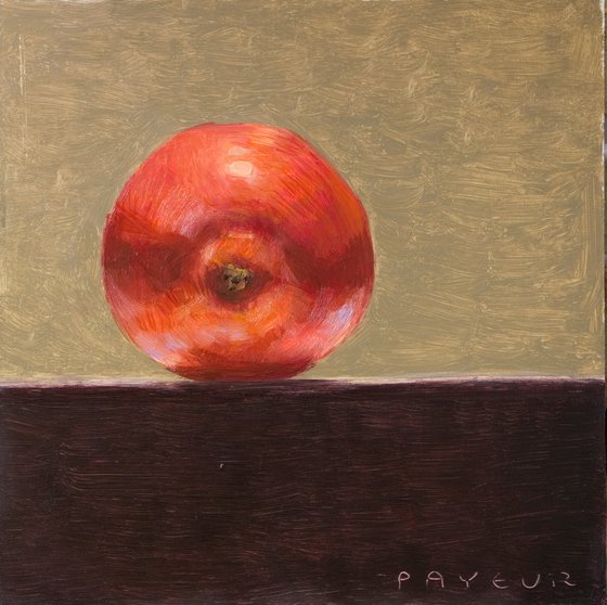 still life of fresh red apple on ocher background