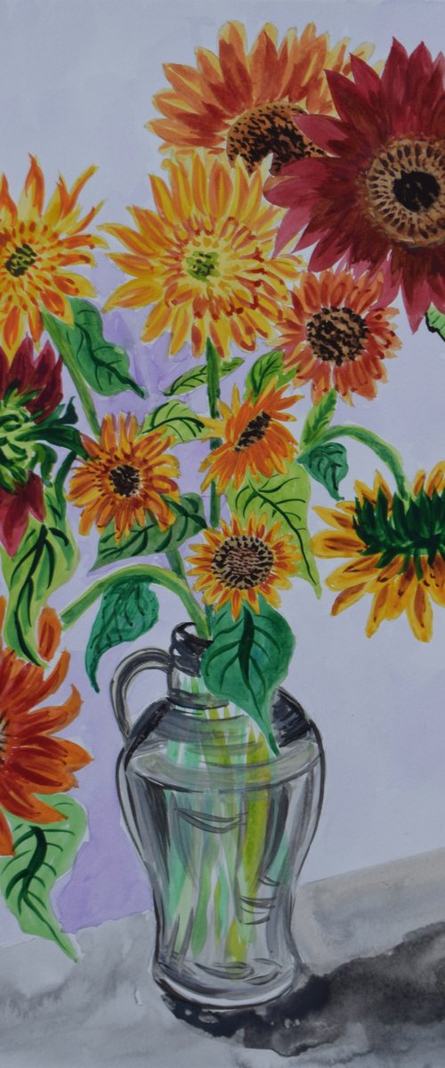 Vase of Sunflowers by Kirsty Wain