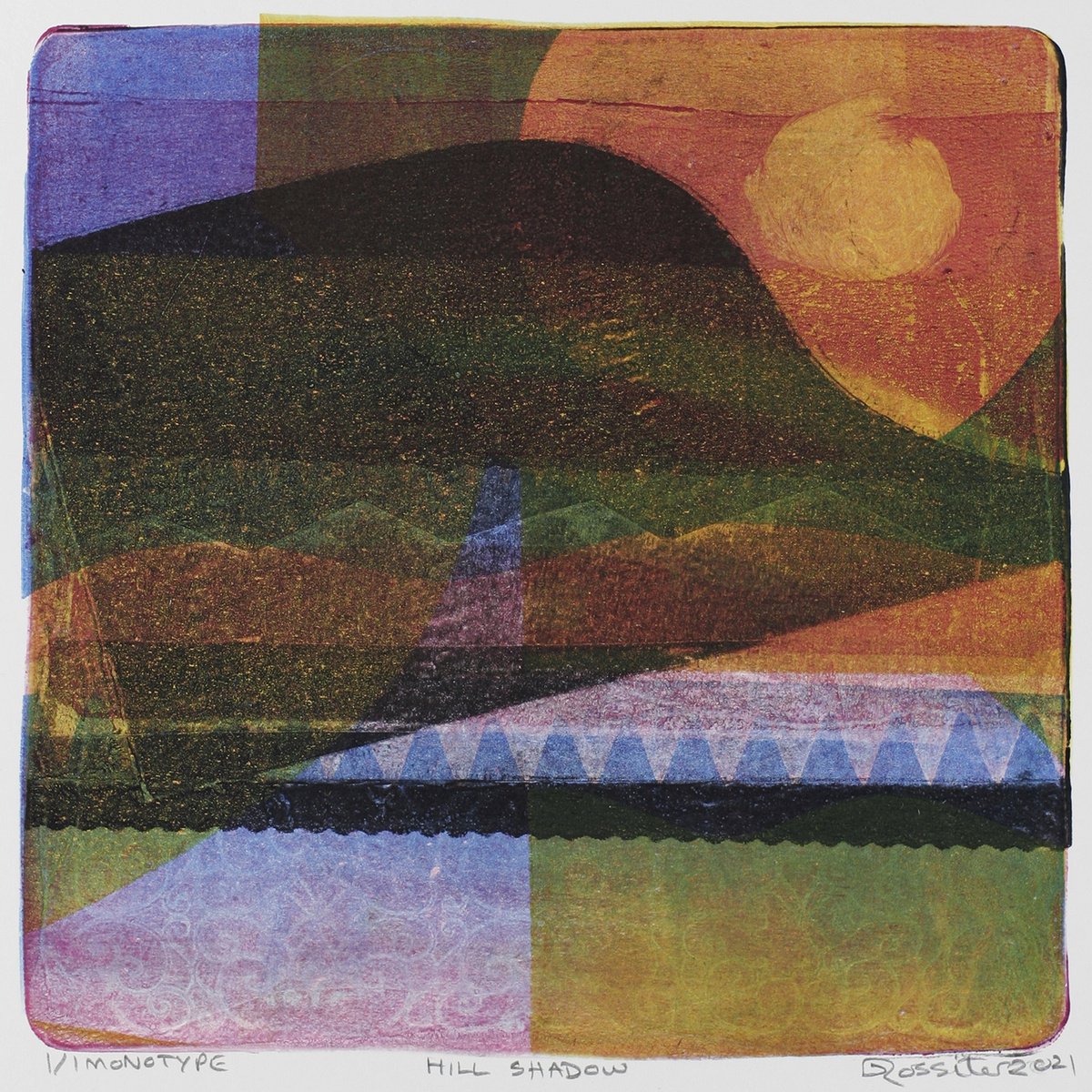 Hill Shadow - Unmounted Signed Monotype by Dawn Rossiter