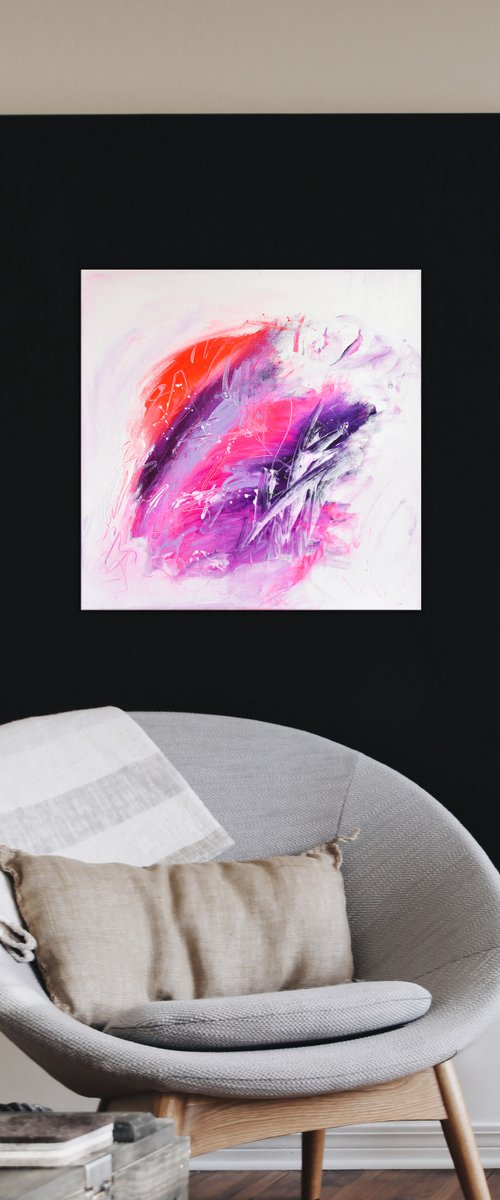 Purple | Original modern abstract painting on canvas | 50x50 cm | 19x19" by Sebastian Merk