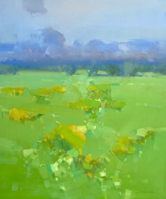 Summer Field, Original oil painting, Handmade artwork, One of a kind