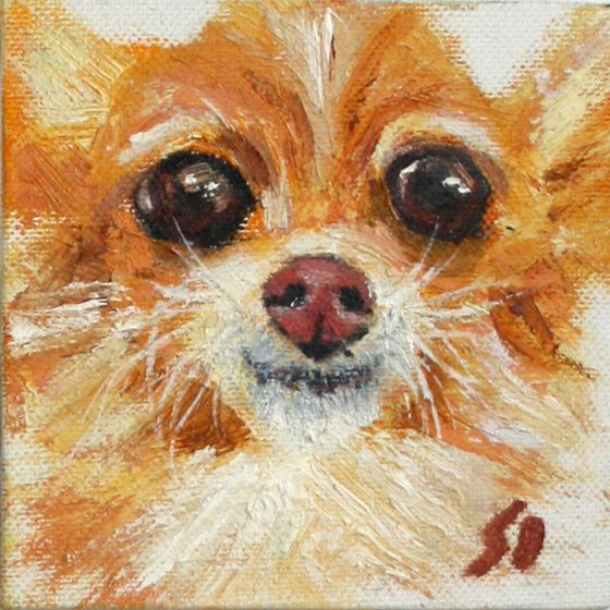Dog 04.24 /4x4"  / FROM MY A SERIES OF MINI WORKS DOGS/ ORIGINAL PAINTING
