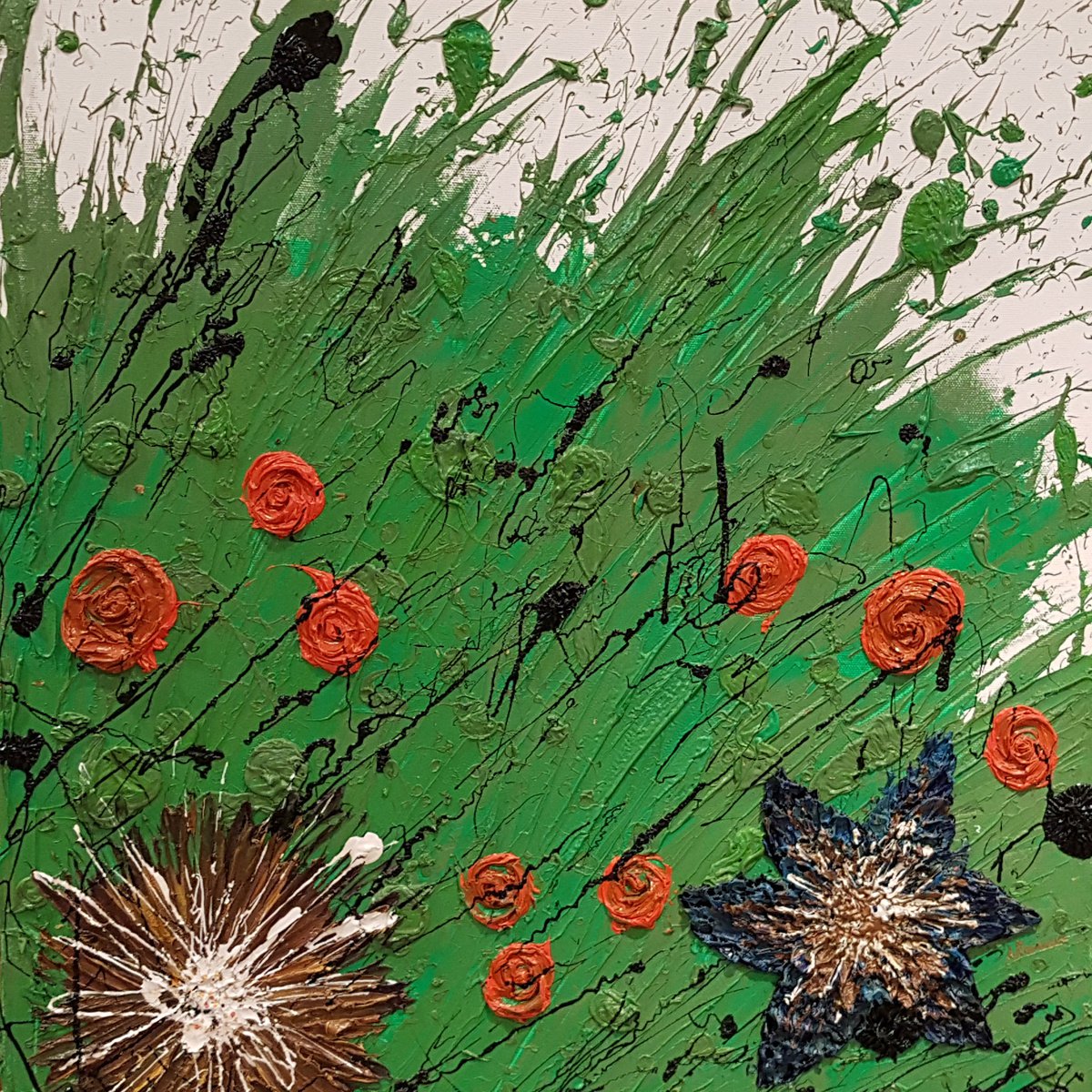 Impressionistic Botanical Painting By Alexandra Romano, 20 X 20, Floral Fantasy, Original Artwork