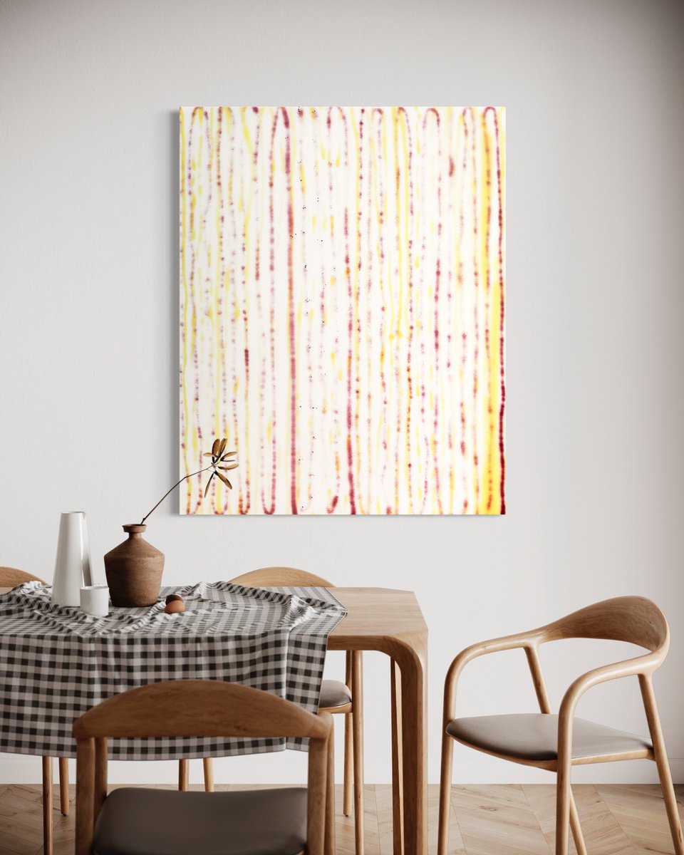 Geometric Abstract Acrylic Painting By Evgenia Makarova, 31 X 39, Carefree Strokes Ii, Original Artwork