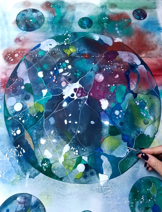 Floating 2 , grey planet