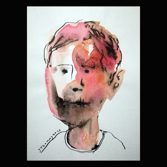 Small Portraits 1, Ink and watercolor on paper, 10x14 cm