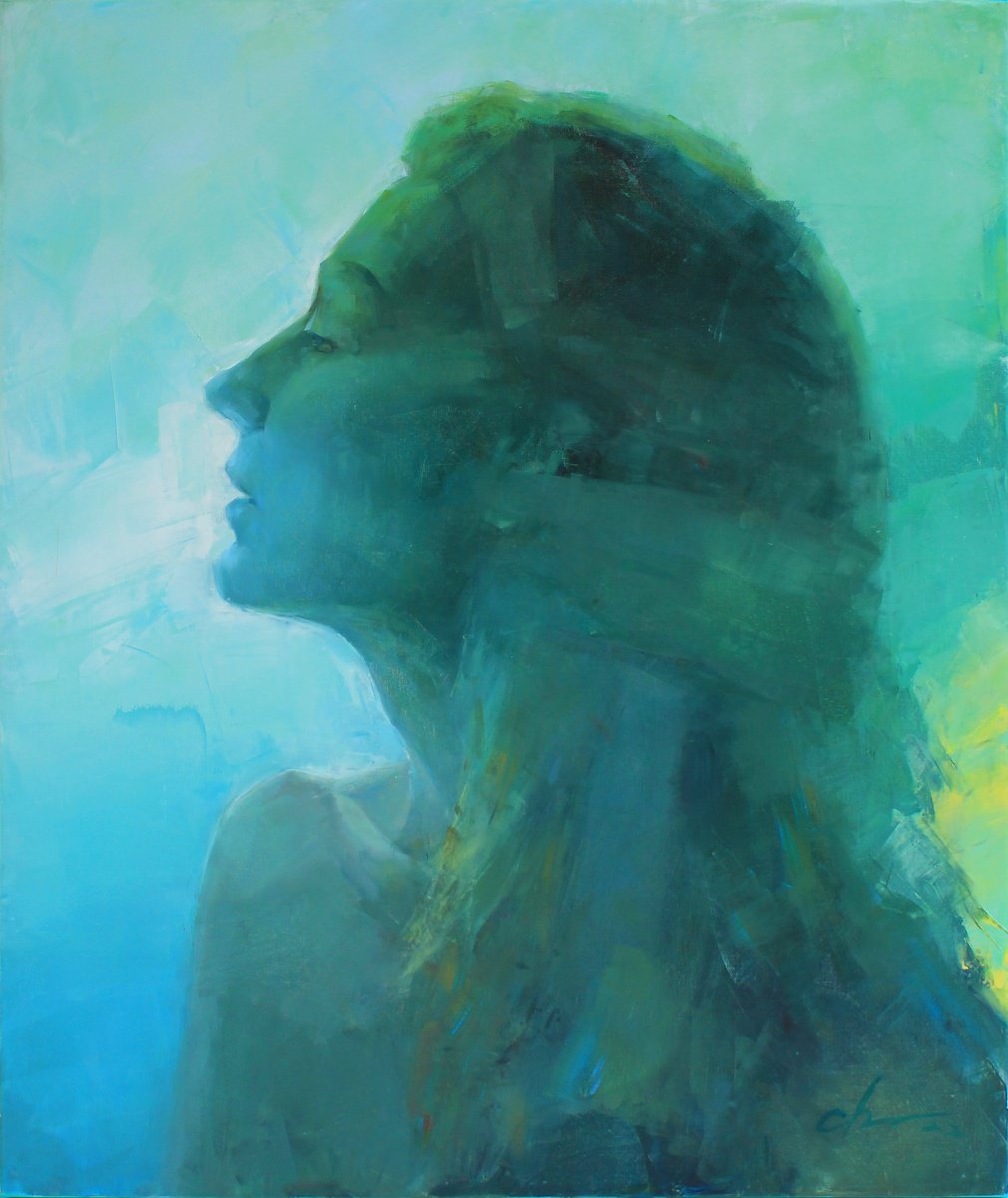 Photorealistic Portrait Oil Painting By Serhii Cherniakovskyi, 31 X 37", In The Radiance, Original Artwork