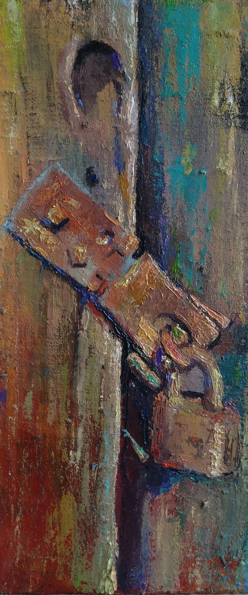 A lock(18x35cm, oil painting, ready to hang) by Kamsar Ohanyan